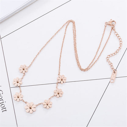 Rose Goldtone Sunflower Station Necklace