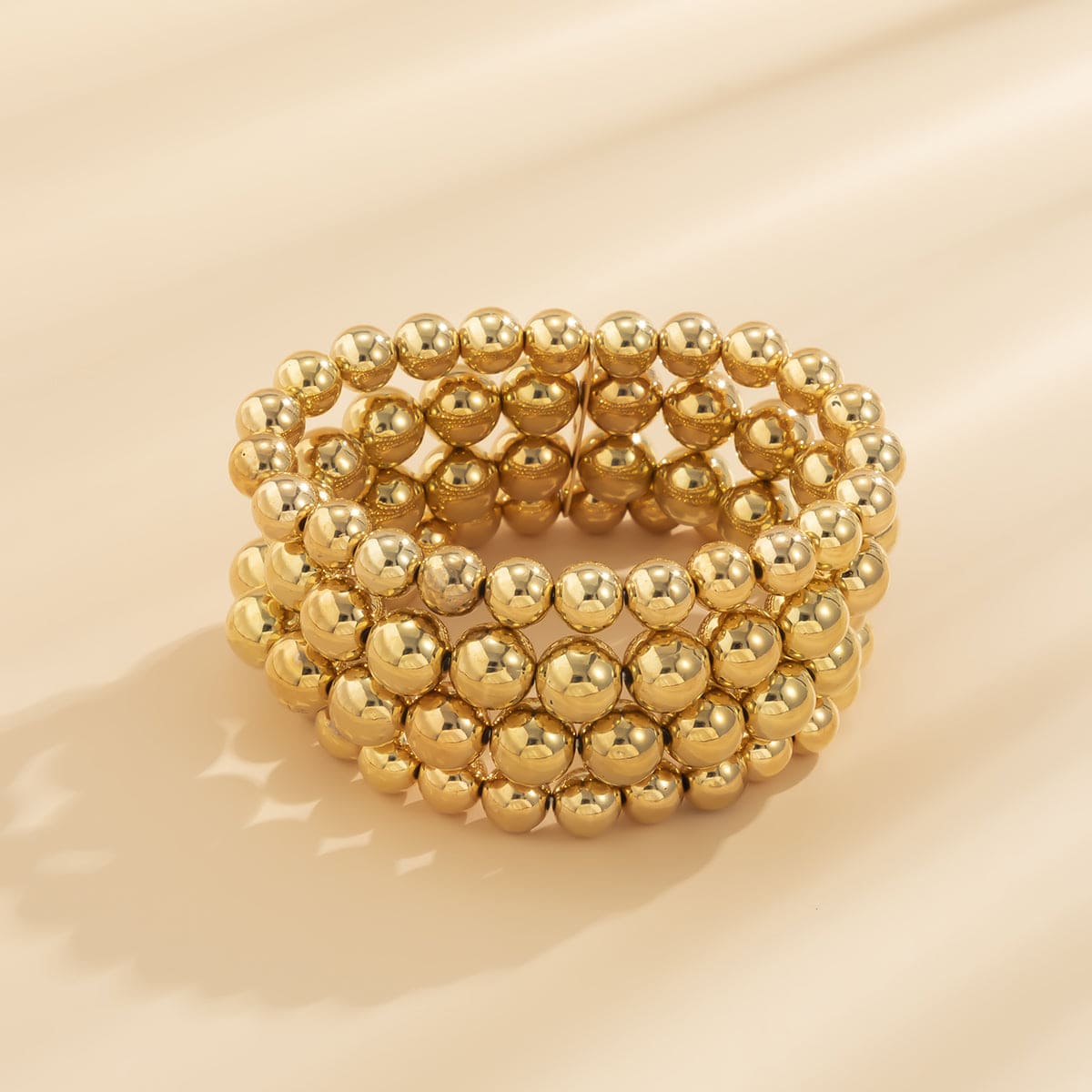 Goldtone Bead Layered Stretch Bracelet