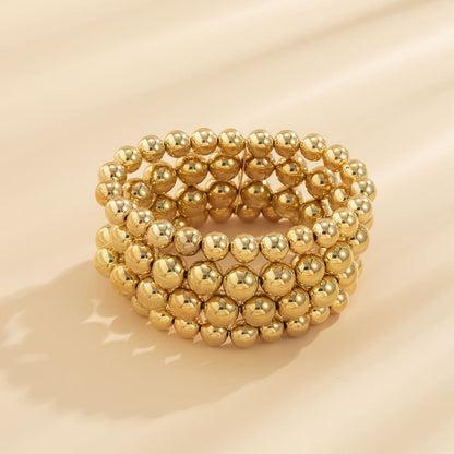 Goldtone Bead Layered Stretch Bracelet