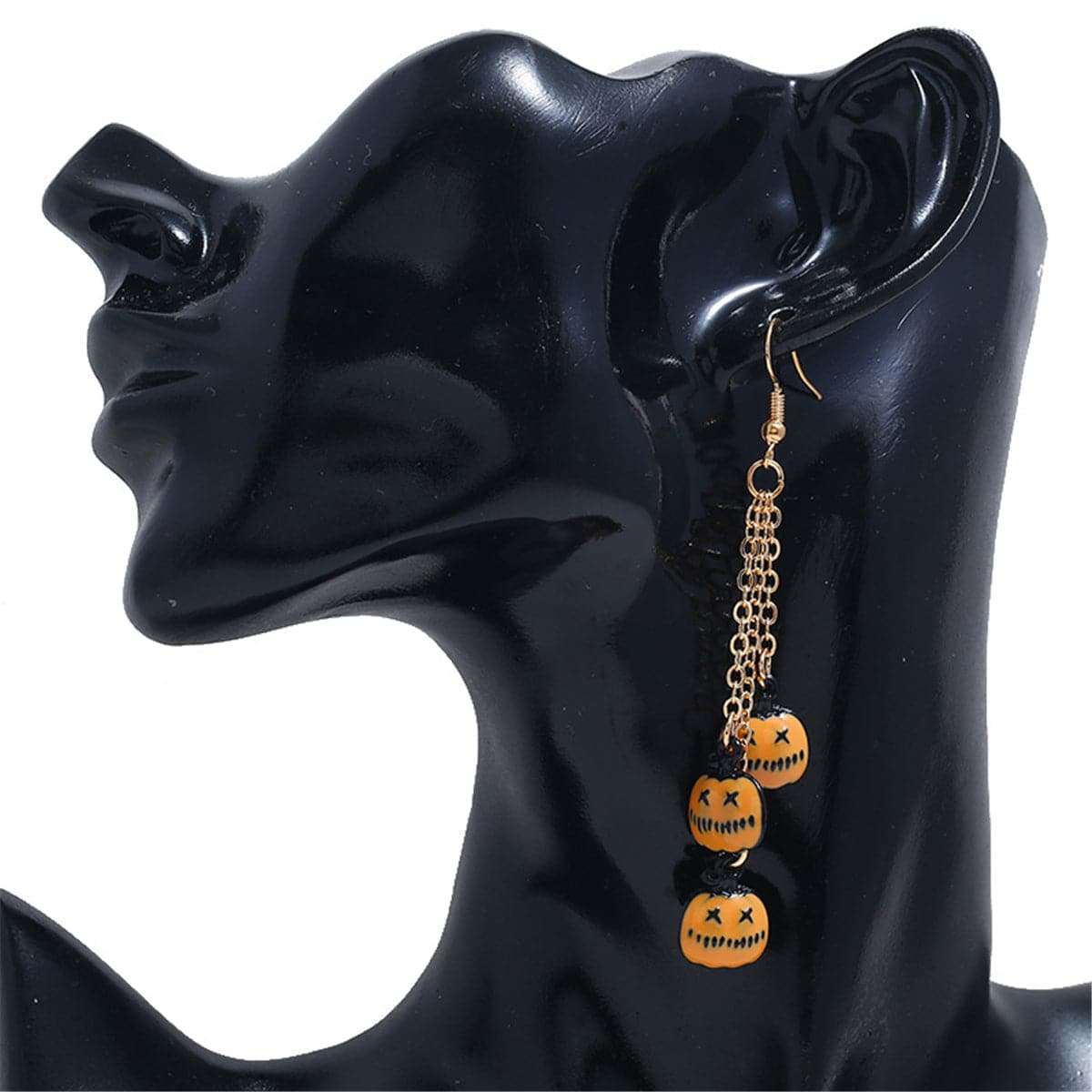 Orange & Goldtone Pumpkin Tassel Drop Earrings