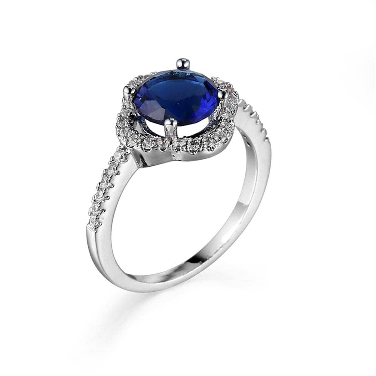 Navy Crystal & Cubic Zircon Flower Ring