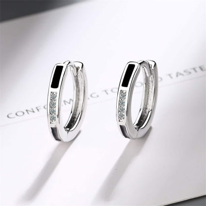 Black & Cubic Zirconia Huggie Earrings