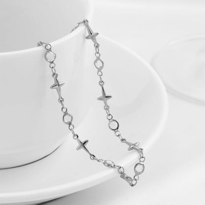 Cubic Zirconia & Silvertone Star Waist Chain