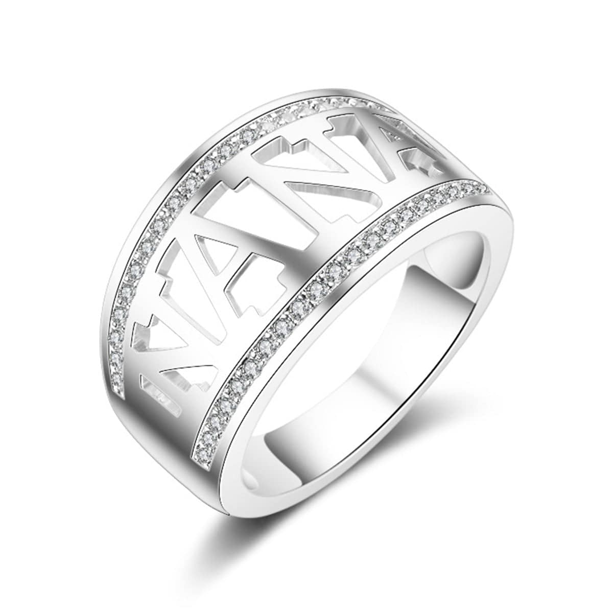 Cubic Zirconia & Silvertone 'Nana' Ring-3