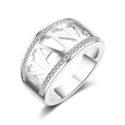Cubic Zirconia & Silvertone 'Nana' Ring-3