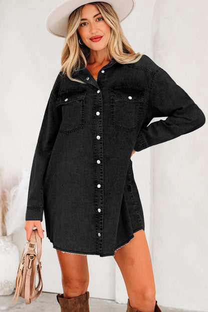 Takina Raw Hem Loose Shirt - Beau Blue / L - 12/14