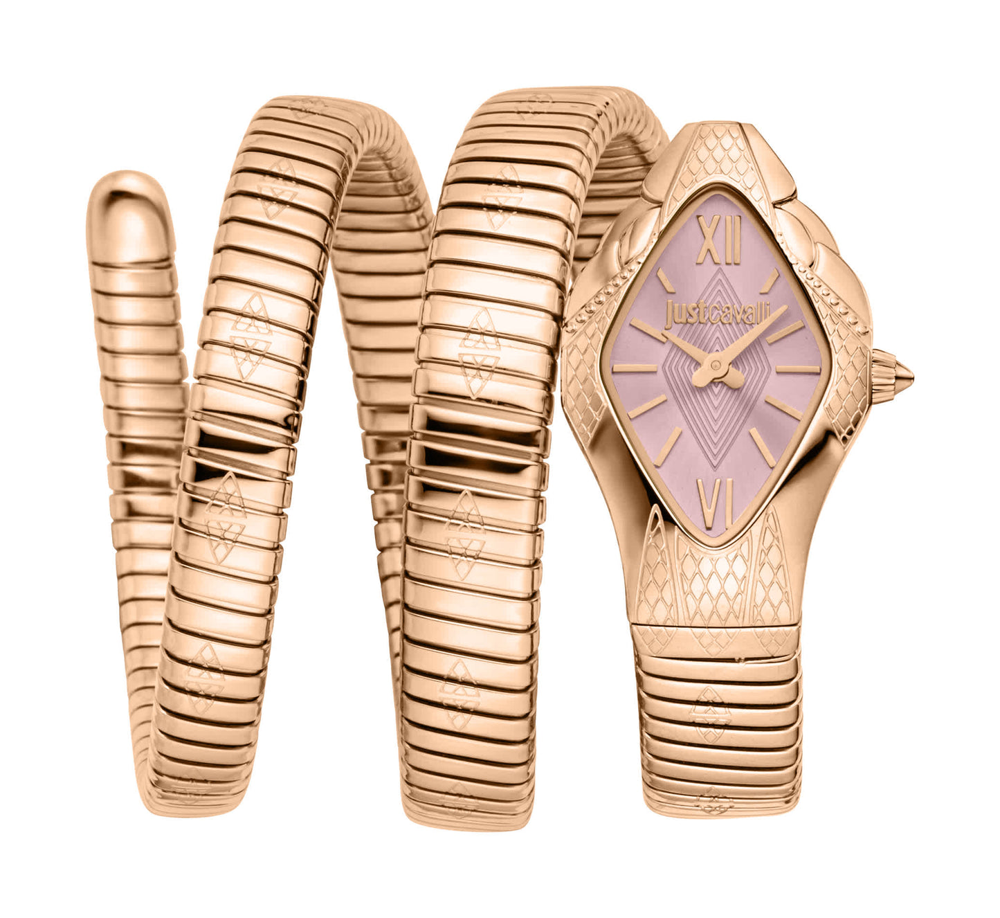 Just CAVALLI Womens's Snake Watch, Rose Gold Color Case, Light Pink Dial, Rose Gold, Stainless Steel Bracelet Jc1l307m0045