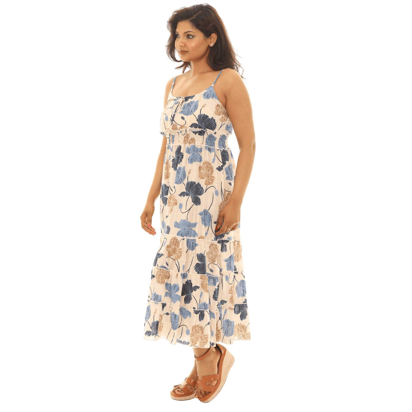 Cream with Blue Florals-