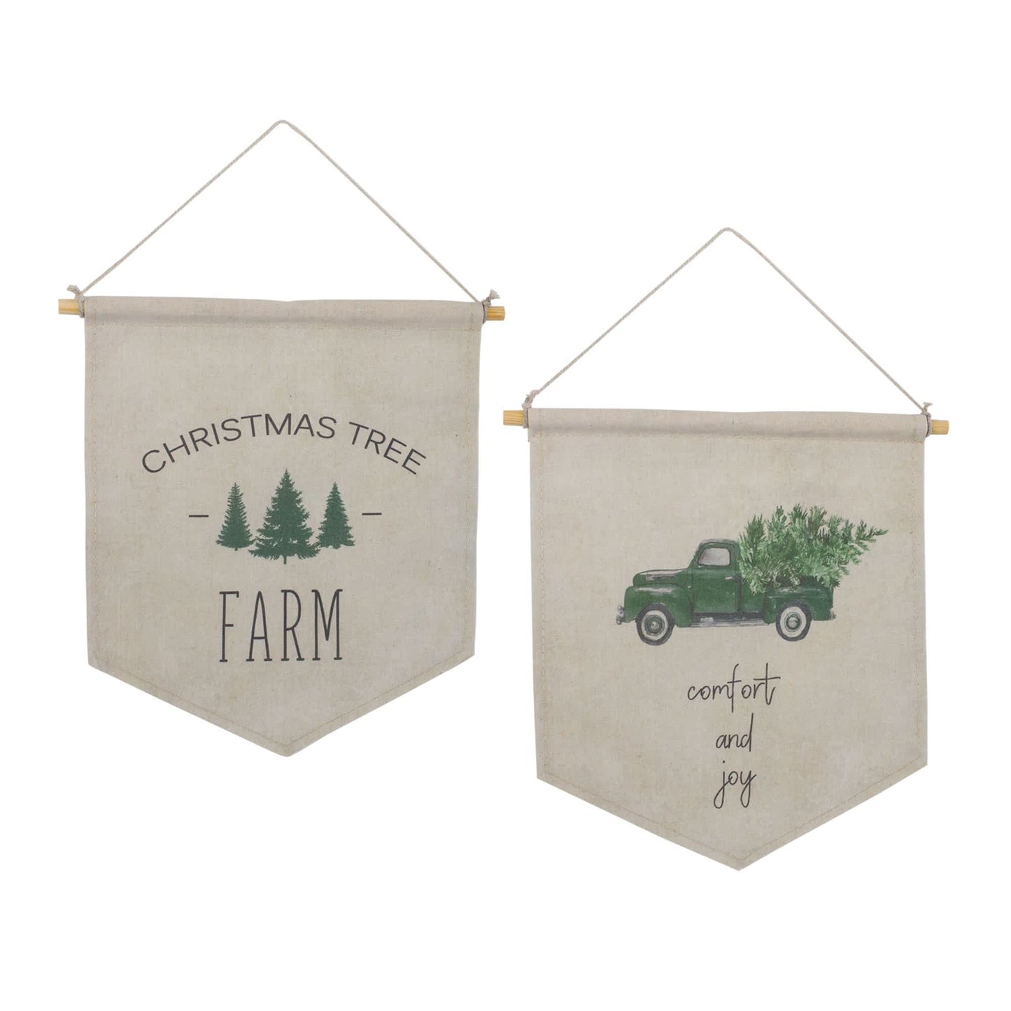 Melrose International Canvas Christmas Banner (Set of 2)