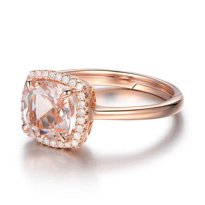 Champagne Crystal & Cubic Zirconia Rose Goldtone Halo Cushion-Cut Ring