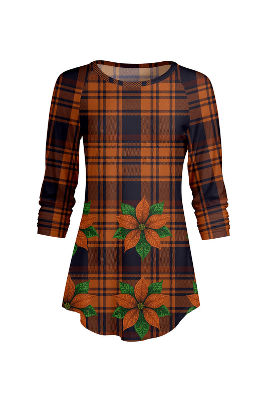 Rust Plaid Floral Border-