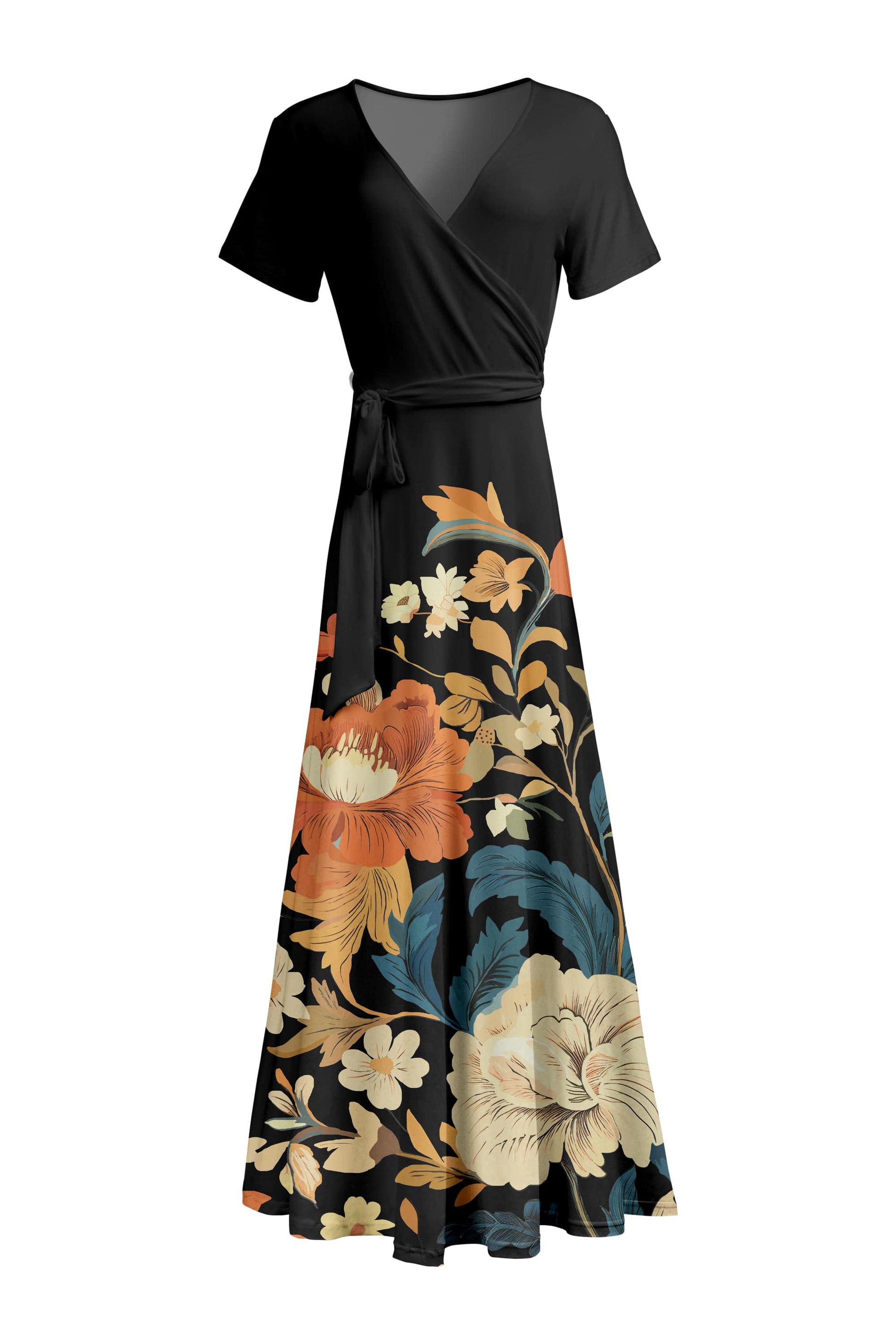 Lily by Firmiana Women's Short Sleeve Wrap-Style Maxi Dress with Waist – Zulily
