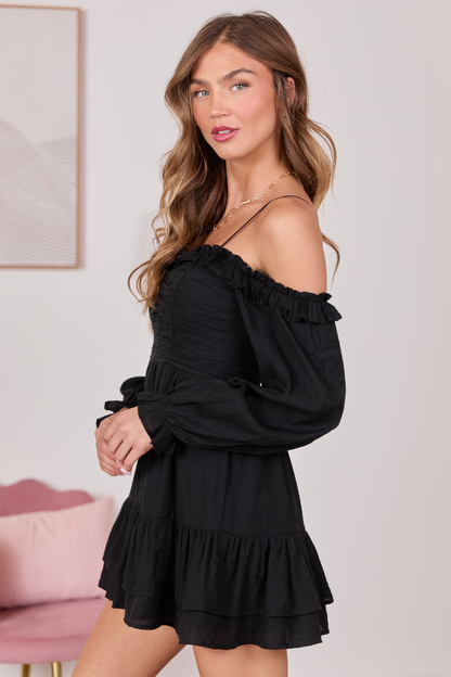 Kenzi Black Off The Shoulder Mini Dress