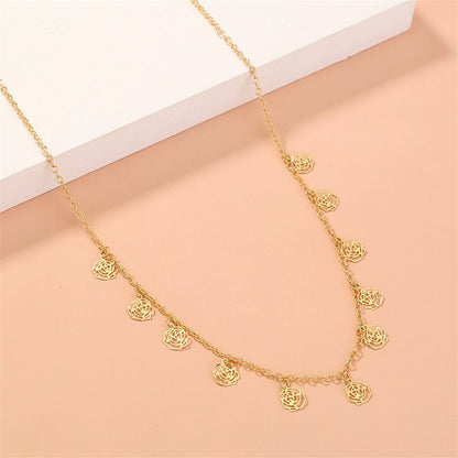 Goldtone Open Flower Station Necklace