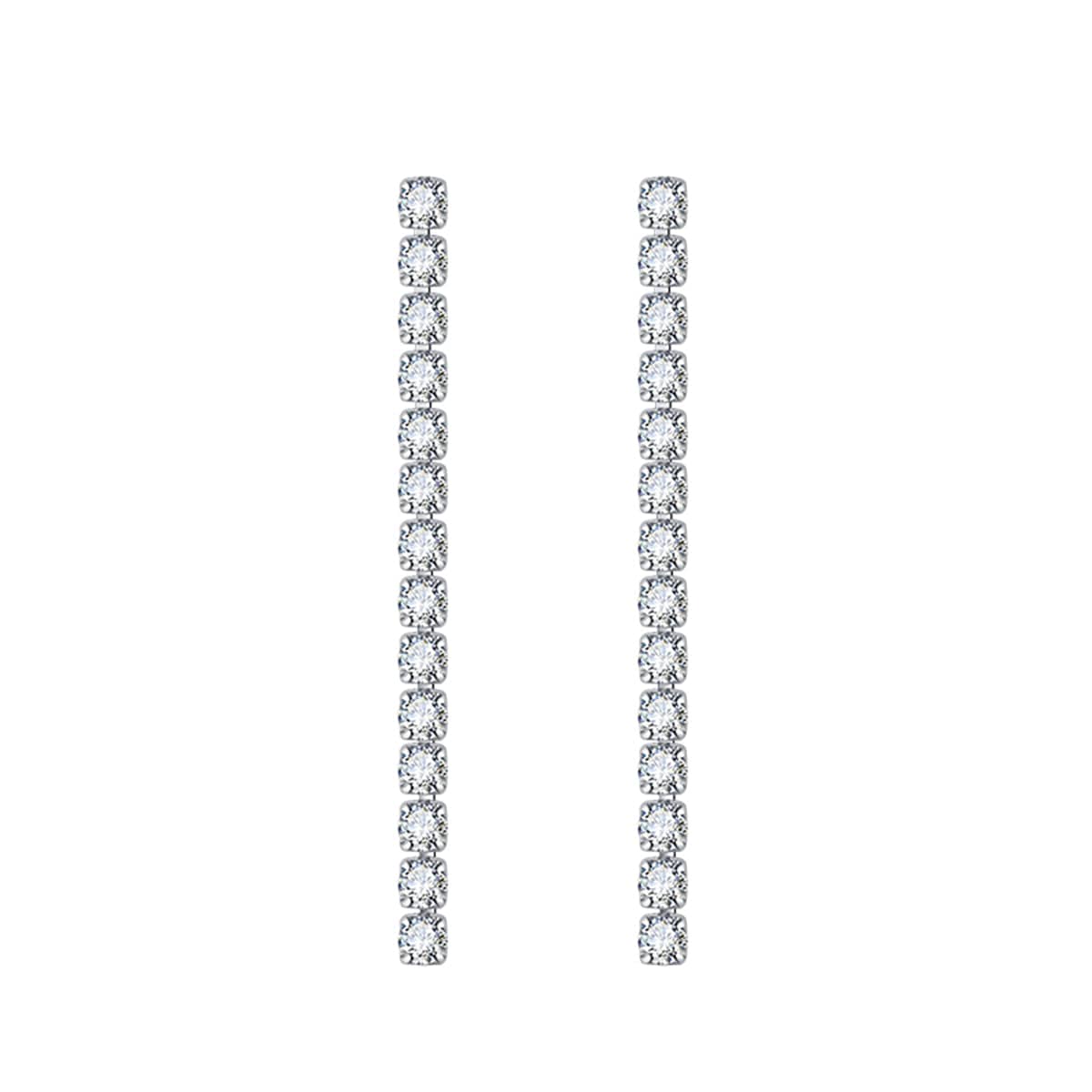 Clear Cubic Zirconia & Silvertone Tassel Drop Earrings