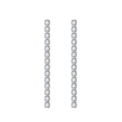 Clear Cubic Zirconia & Silvertone Tassel Drop Earrings