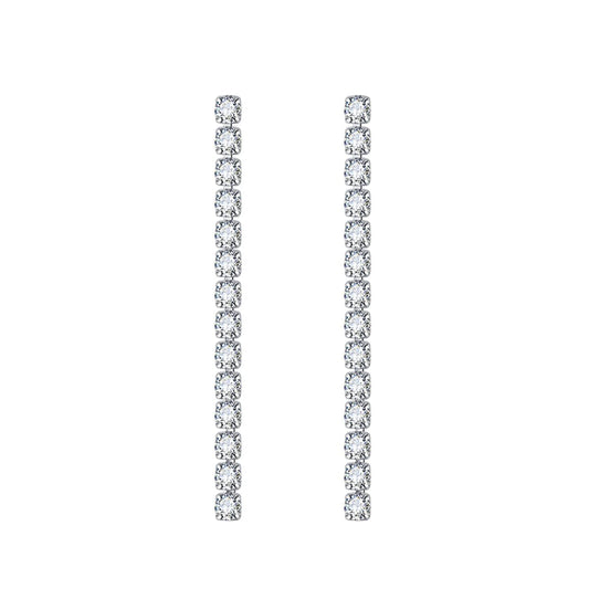 Clear Cubic Zirconia & Silvertone Tassel Drop Earrings
