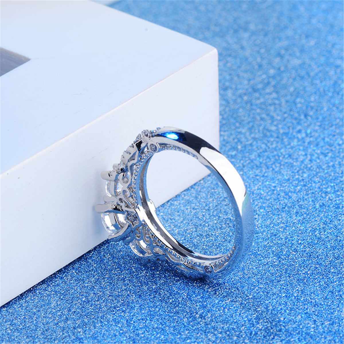 Crystal & Cubic Zirconia Three-Link Ring-1