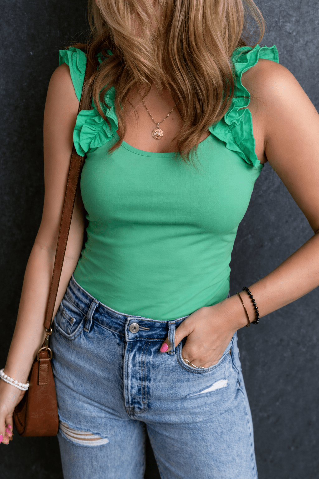 Sophia Straps Slim Tank Top - Mint Green / L - 12/14