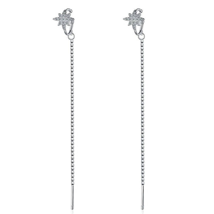 Cubic Zirconia & Silvertone Star Ear Cuff & Threader