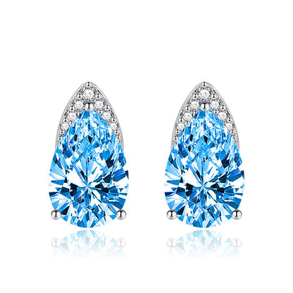 Blue Crystal & Cubic Zirconia Pear-Cut Stud Earrings