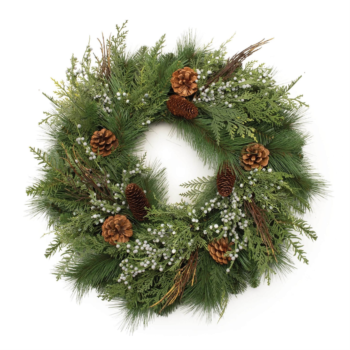 Melrose International Mixed Pine Juniper and Pincone Wreath 24"D
