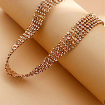 Cubic Zirconia & Goldtone Strand Choker