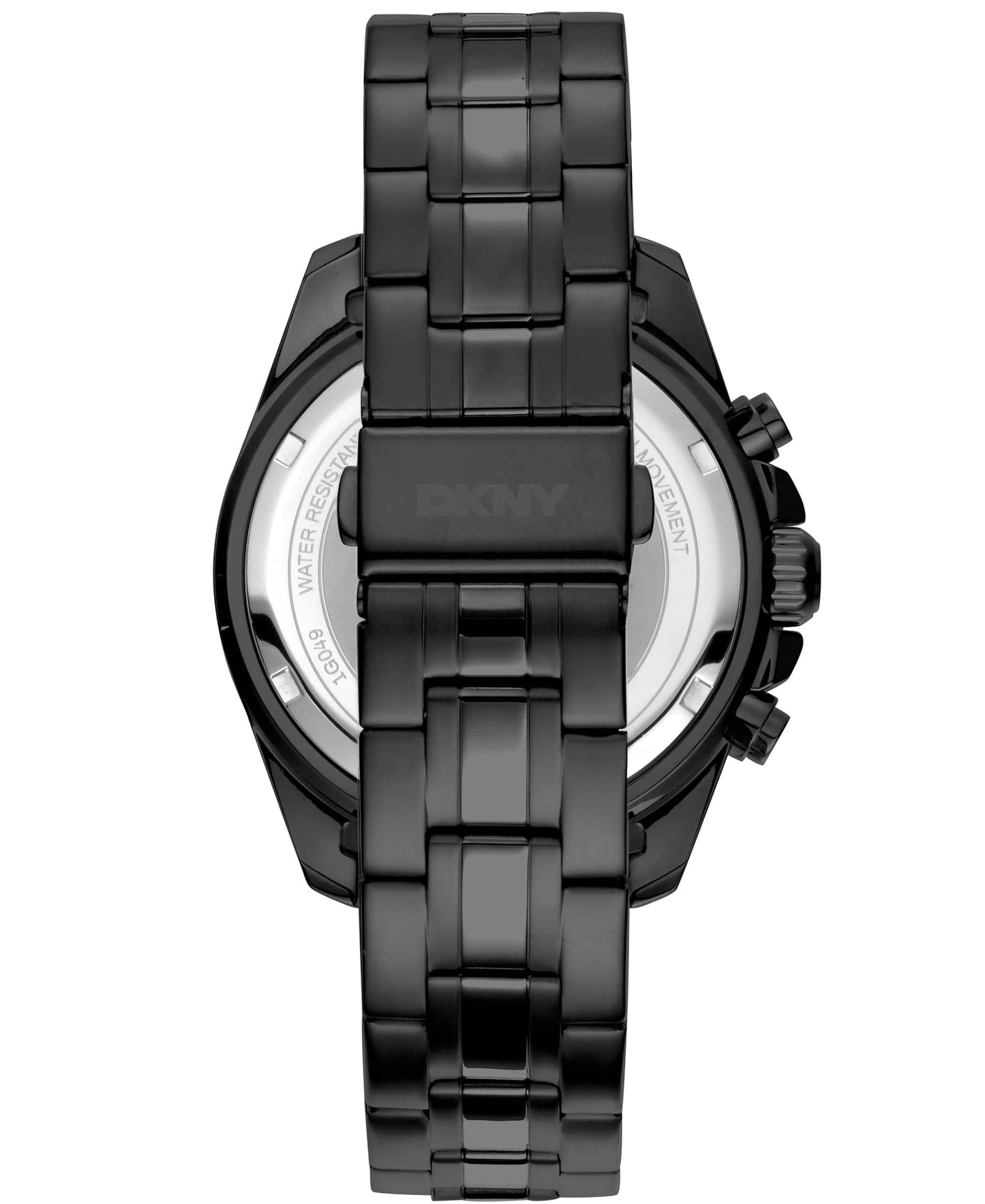 Dkny Men Watch, Black Color Case, Dark Blue Dial, Black Color Metal Bracelet, Chronograph, 10 Atm