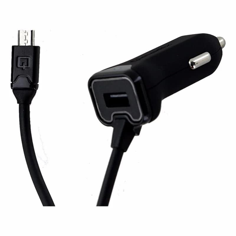 Qmadix 3.4 Amp Micro Usb Car Charger with Usb Port - 7ft Coil Cord