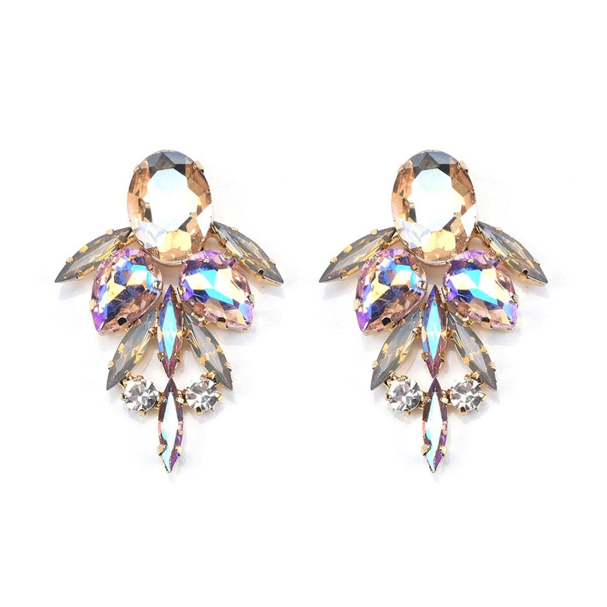 Champagne Crystal & Cubic Zirconia Drop Earrings