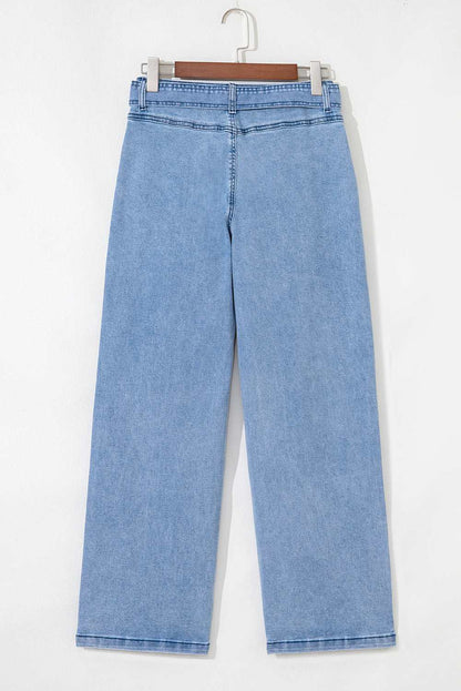 Ava Sash Wide Leg Jeans - Beau Blue / 12