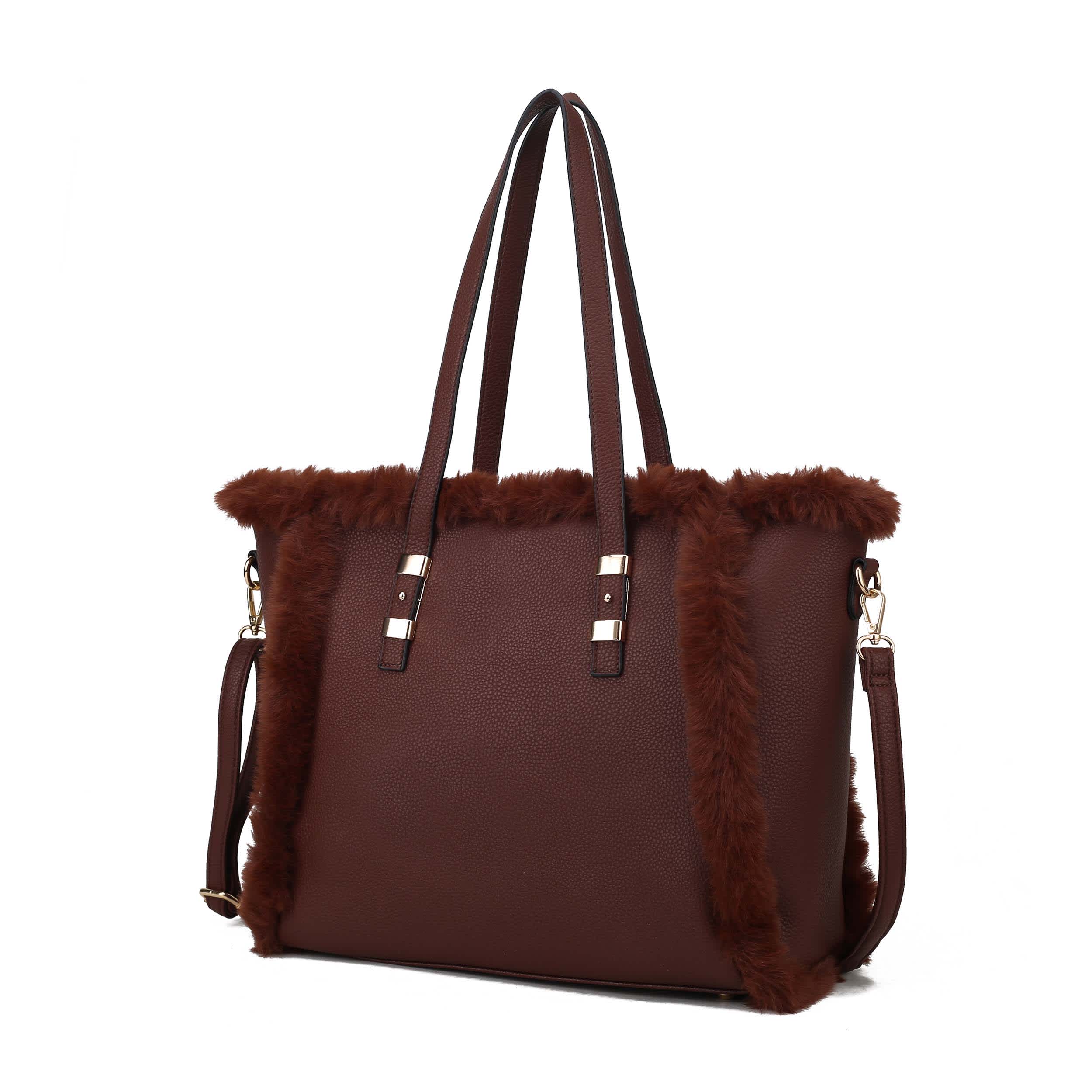 MKF Collection By Mia K. Liza Vegan Leather With Faux Fur Tote Bag