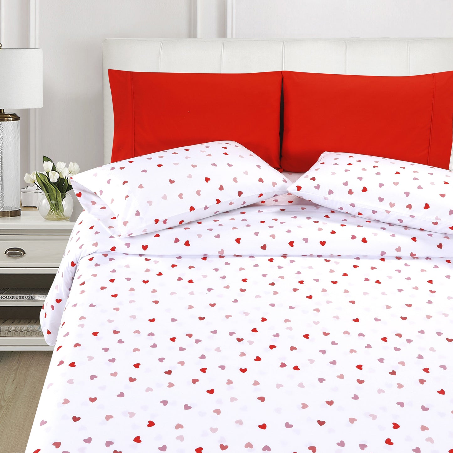 Elegant Comfort 6-Piece Heart Pattern Valentina Sheet Set - Soft as a Hotel Premium Quality Bedding