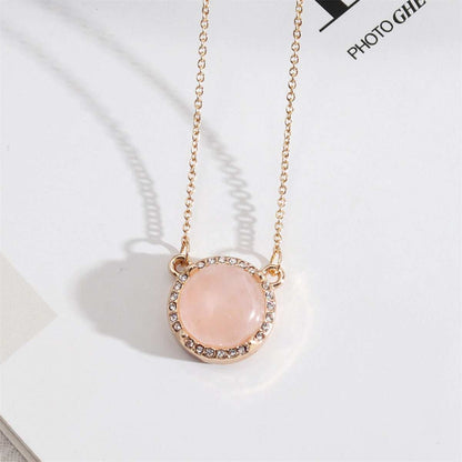 Cubic Zirconia & Pink Crystal Halo Round Pendant Necklace