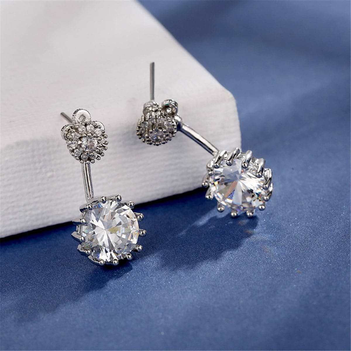 Cubic Zirconia & Crystal End Drop Earrings