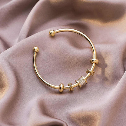 Cubic Zirconia & Goldtone Coin Geometric-Charm Cuff