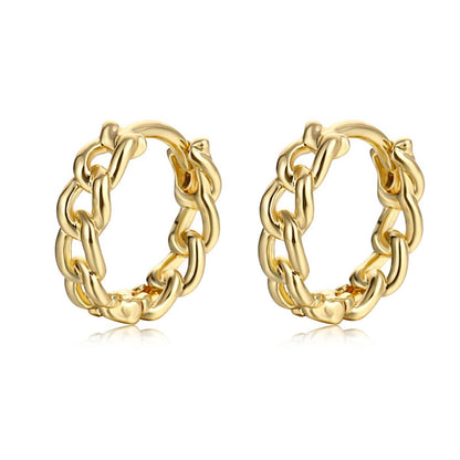 Goldtone Curb Chain Huggie Earrings