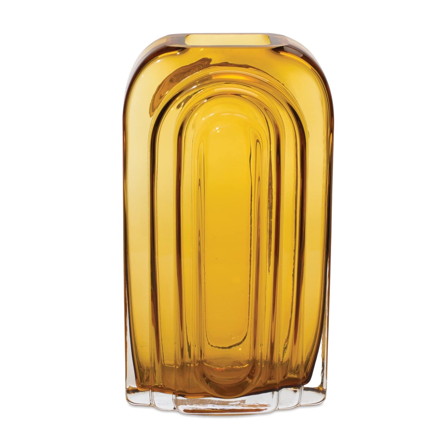 Melrose International Rounded Amber Glass Vase 9.75"H