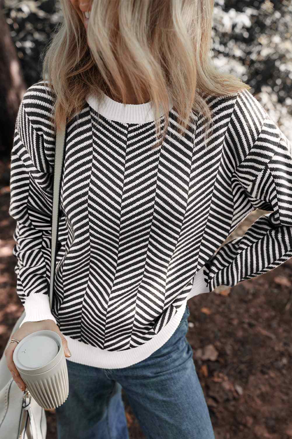 Threaded Pear Evelyn Edge Drop Shoulder Sweater