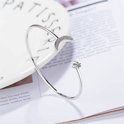 Cubic Zirconia & Silvertone Moon Star Cuff