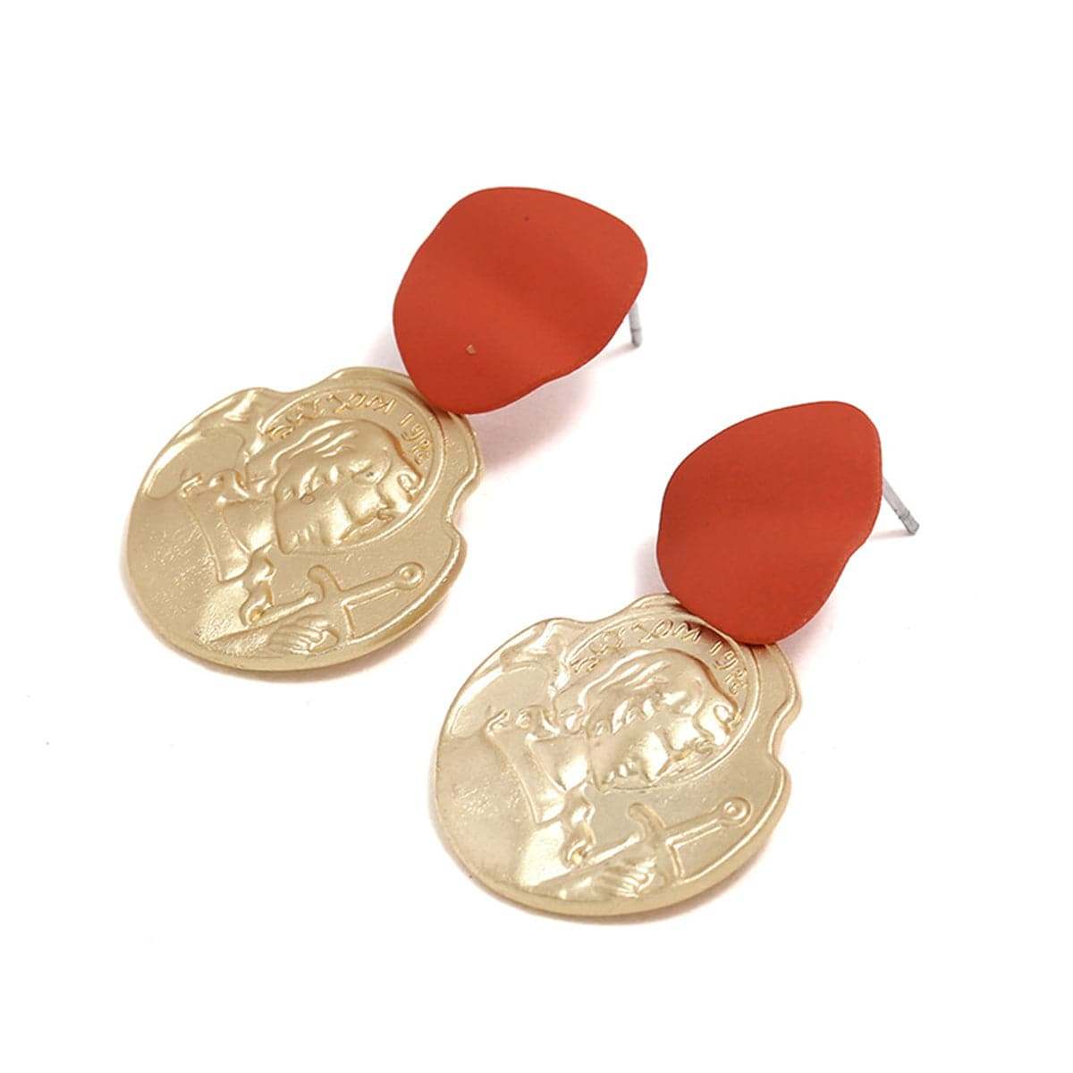 Enamel & Goldtone Coin Drop Earrings