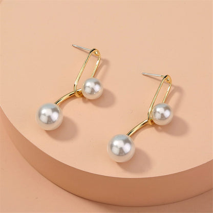 Pearl & Goldtone Double Drop Earrings