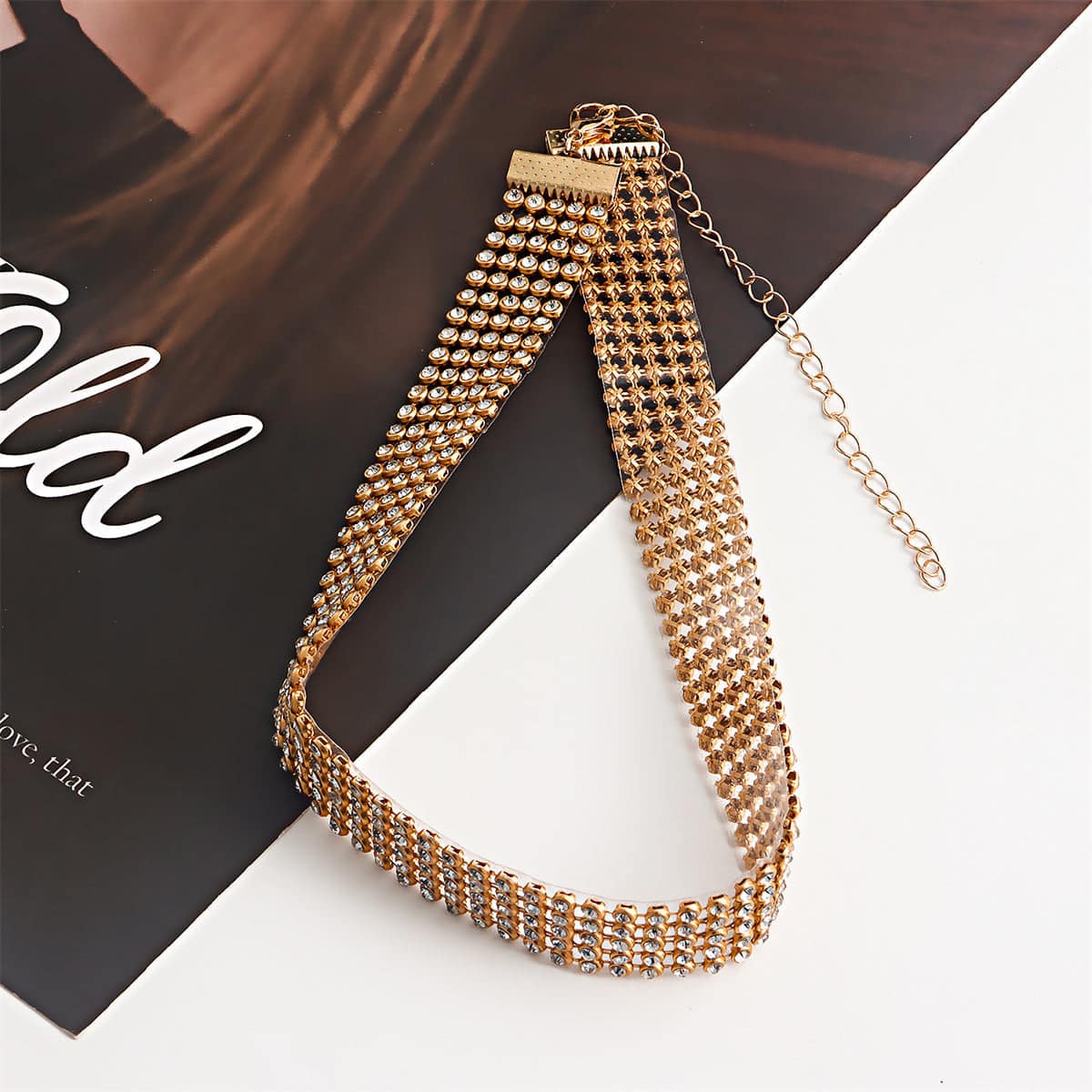 Cubic Zirconia & Goldtone Strand Choker