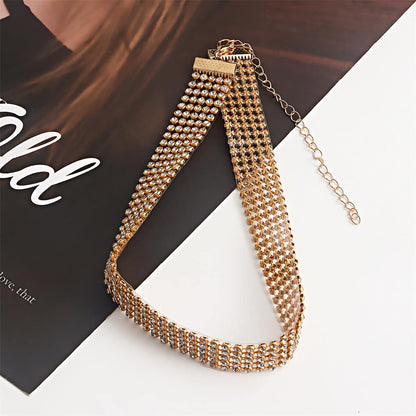 Cubic Zirconia & Goldtone Strand Choker