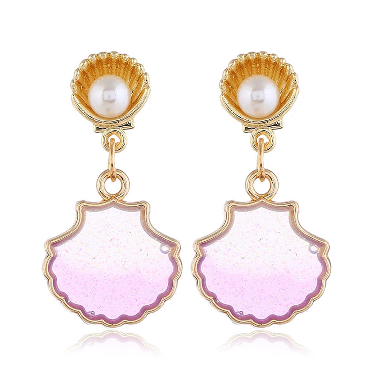 Pearl & Resin Goldtone Shell Drop Earrings