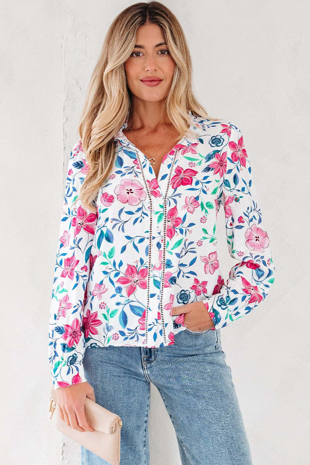 Juliette Long Sleeve Shirt Long Sleeve Top - Pink / L - 12/14