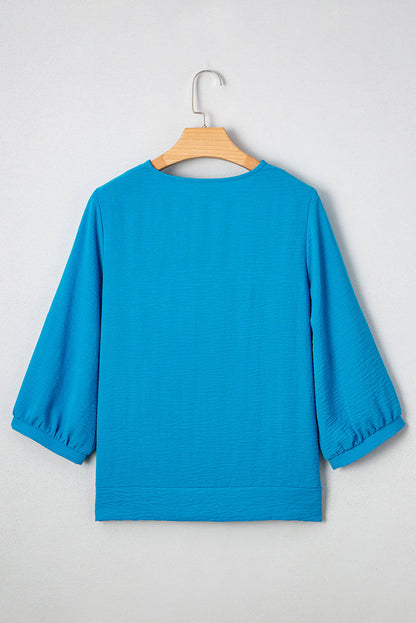 Threaded Pear Clara V Neckline Crinkled Blouse