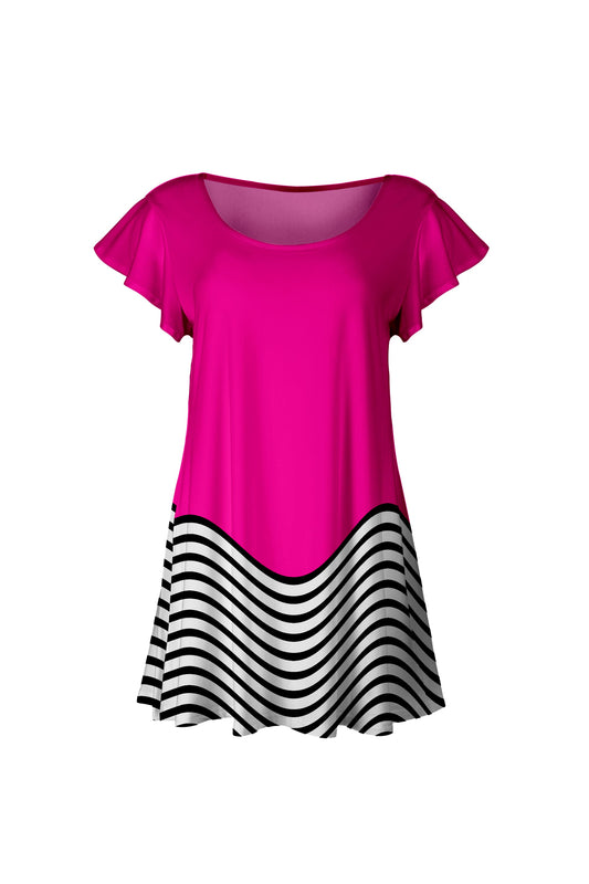 Hot Pink & Black Chevron Hem-