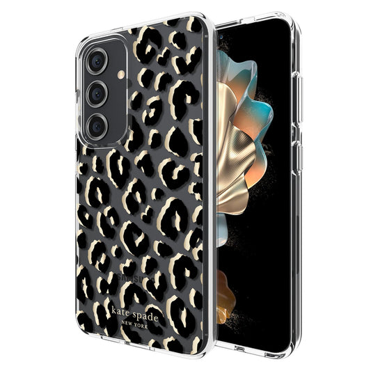 Kate Spade New York Samsung Galaxy S24 Case, Compatible with Wireless Charging - City Leopard Black