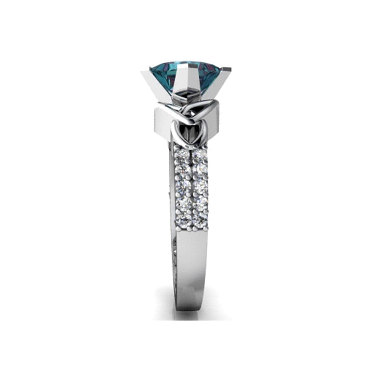 Blue Cubic Zirconia & Crystal Princess-Cut Ring